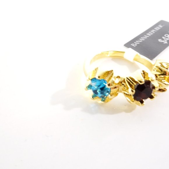 Banana Republic Roots of BR round Three Stone Crystal Ring 5 6 7 8 NWT 48 - Picture 3 of 9